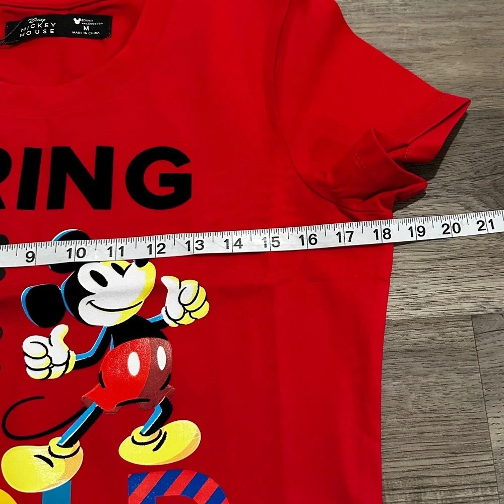Freeze Max Disney Mickey Mouse T-Shirt Womens M Red Bring The Bold Boxy NWT